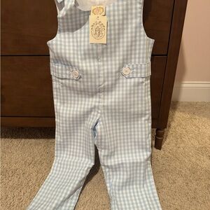 The Beaufort Bonnet Company Light Blue Checkered Overalls